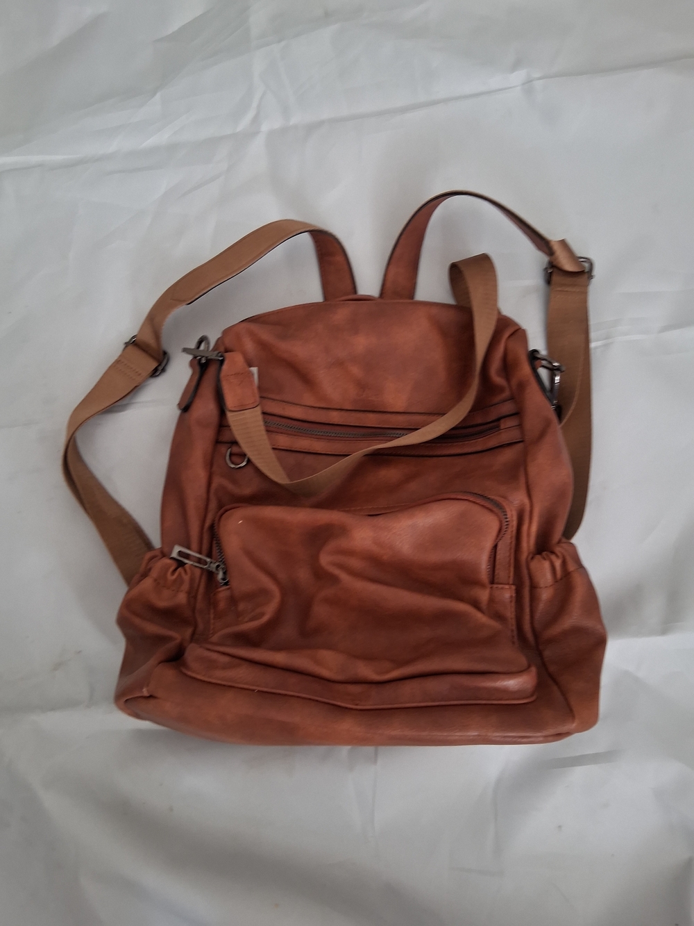 Source Unknown Brown Leather Backpack Purse